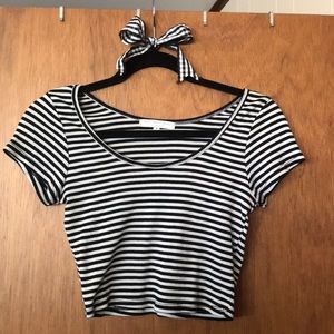 Cropped striped t shirt
